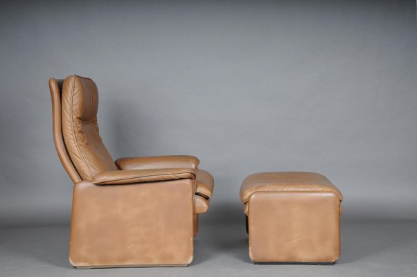 DS50 Lounge Chair & Ottoman in Leather from de Sede, Switzerland, 1970s, Set of 2-FLW-1402019