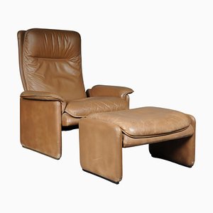 DS50 Lounge Chair & Ottoman in Leather from de Sede, Switzerland, 1970s, Set of 2-FLW-1402019