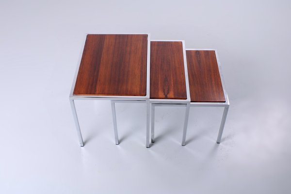 Dual Tone Rosewood and White Nesting Tables by Cees Braakman for Pastoe, 1960s, Set of 3-XT-1725433