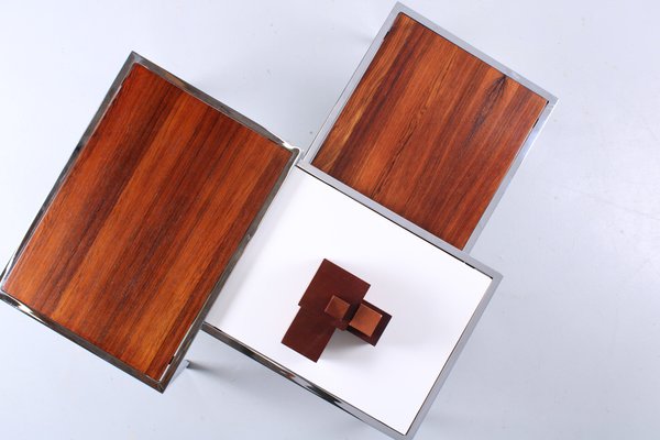 Dual Tone Rosewood and White Nesting Tables by Cees Braakman for Pastoe, 1960s, Set of 3-XT-1725433