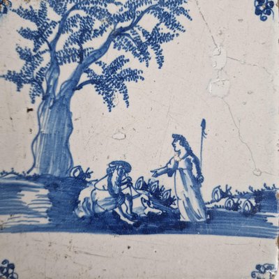 Dutch Apollo and Daphne Tile from Delft, 1670s, Set of 4-BXK-2026893