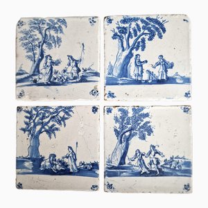 Dutch Apollo and Daphne Tile from Delft, 1670s, Set of 4-BXK-2026893