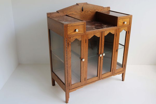 Dutch Art Deco Amsterdam School Tea Cabinet / Display Cabinet with Faux Marble, 1930-WIP-2041769