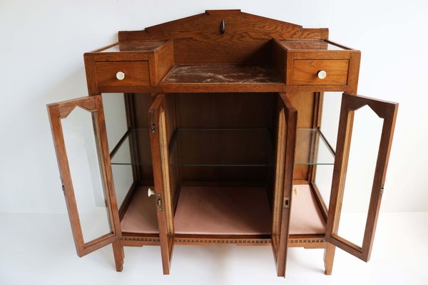 Dutch Art Deco Amsterdam School Tea Cabinet / Display Cabinet with Faux Marble, 1930-WIP-2041769