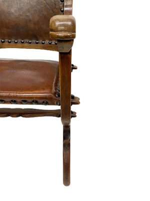 Dutch Art Deco Oak and Leather Armchair, 1920s-UCH-1761436