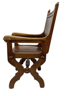 Dutch Art Deco Oak and Leather Armchair, 1920s-UCH-1761436