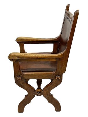 Dutch Art Deco Oak and Leather Armchair, 1920s-UCH-1761436