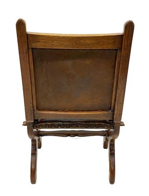 Dutch Art Deco Oak and Leather Armchair, 1920s-UCH-1761436