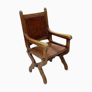 Dutch Art Deco Oak and Leather Armchair, 1920s-UCH-1761436