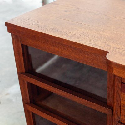 Dutch Art Deco Sideboard in Oak with Coromandel Wood Details and Glass Panes, 1930s-QVY-1386774