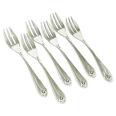 Dutch Art Deco Silver Cake Forks by W. Hooijkaas, 1920s, Set of 6-UCH-1224336