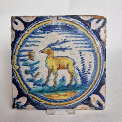 Dutch Bear Tile from Delft, 1580s-BXK-2026766