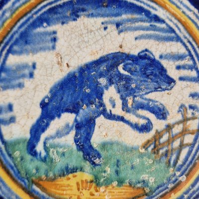 Dutch Bear Tile from Delft, 1580s-BXK-2026763