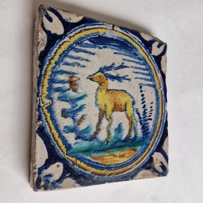 Dutch Bear Tile from Delft, 1580s-BXK-2026766