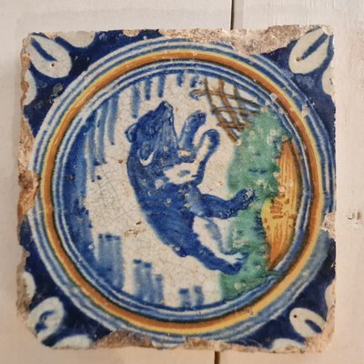 Dutch Bear Tile from Delft, 1580s-BXK-2026763