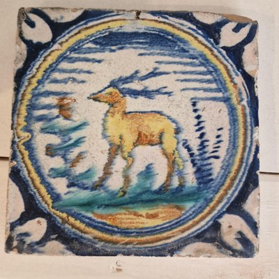 Dutch Bear Tile from Delft, 1580s-BXK-2026766