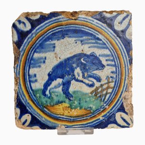 Dutch Bear Tile from Delft, 1580s-BXK-2026763