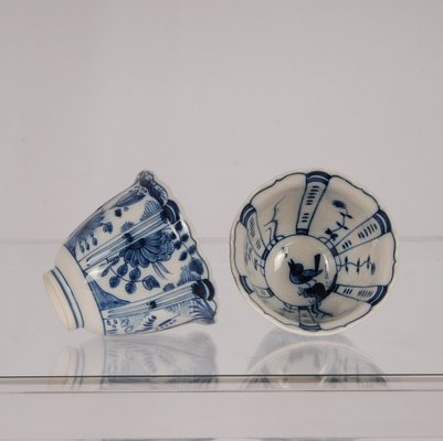 Dutch Blue and White Delftware Plates, Tea Caddy & Wanli Crow Cups, 1950s, Set of 5-GOE-1342268