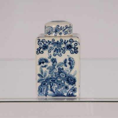 Dutch Blue and White Delftware Tea Caddy and Cabinet Plates, 1940s, Set of 3-GOE-1342260