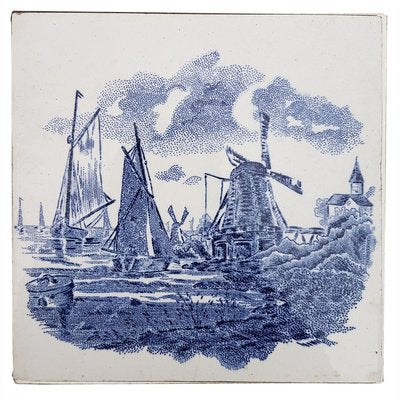 Dutch Blue Ceramic Tiles by Gilliot Hemiksen, 1930s, Set of 6-VDW-839114