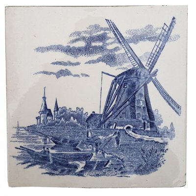 Dutch Blue Ceramic Tiles by Gilliot Hemiksen, 1930s, Set of 6-VDW-839114