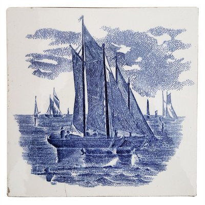 Dutch Blue Ceramic Tiles by Gilliot Hemiksen, 1930s, Set of 6-VDW-839114