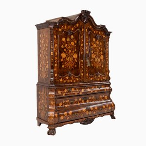 Dutch Bombe Two Doors Cabinet with Floral Marquetry, 1750s-YSY-2022492