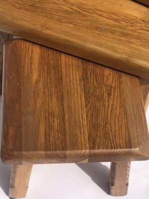 Dutch Brutalist Oak Nesting Tables, 1970s, Set of 3-BHG-1007728