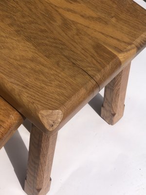 Dutch Brutalist Oak Nesting Tables, 1970s, Set of 3-BHG-1007728