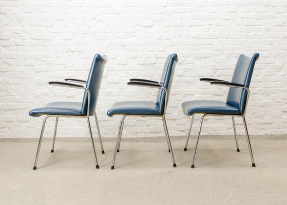 Dutch Chromed Dining Chairs from Gebr. De Wit, 1960s, Set of 3-IXC-1759605