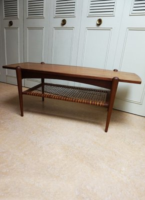 Dutch Coffee Table in Teak, Formica and Rattan by Louis van Teeffelen, 1960s-EA-1703740