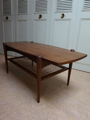 Dutch Coffee Table in Teak, Formica and Rattan by Louis van Teeffelen, 1960s-EA-1703740