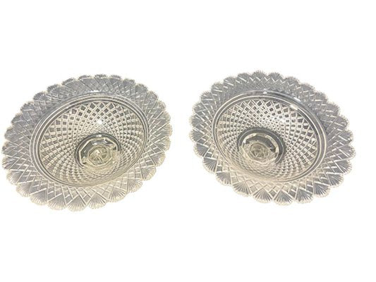 Dutch Crystal Footed Bowls with Diamond and Fan Cut, 1860s, Set of 2-UCH-1393056