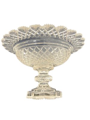 Dutch Crystal Footed Bowls with Diamond and Fan Cut, 1860s, Set of 2-UCH-1393056