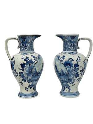 Dutch Delft Bottle Vases from Porceleyne Fles, 1893, Set of 2-UCH-1224872