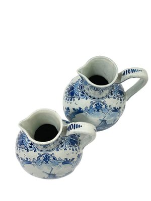 Dutch Delftware Oval Lobed Jugs with Handles from Porceleyne Fles, 1894, Set of 2-UCH-1224317