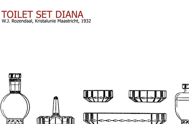 Dutch Diana Vanity Set by W.J. Rozendaal for Kristalunie, 1932, Set of 6-HWV-1314972