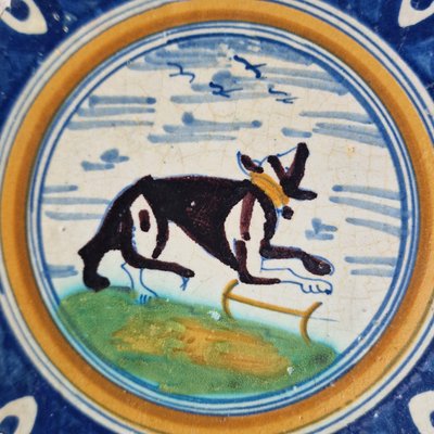 Dutch Dog with Collar Tile from Delft, 1580s-BXK-2026771