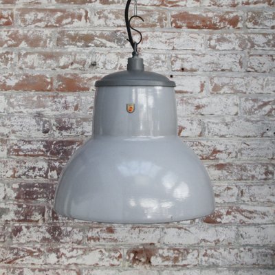 Dutch Industrial Grey Enamel Pendant Lamp from Philips-BLS-1332336