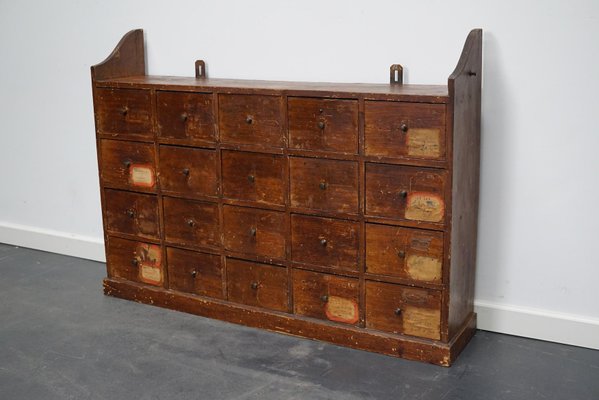 Dutch Industrial Pine Apothecary / Workshop Cabinet, 1920s-XO-975059