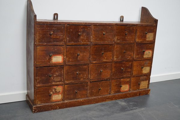 Dutch Industrial Pine Apothecary / Workshop Cabinet, 1920s-XO-975059