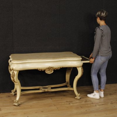 Dutch Lacquered and Gilded Table with Marble Top, 1950s-RP-1822722