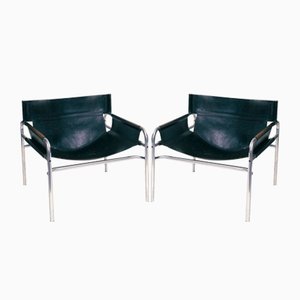 Dutch Leather SZ14 Sling Lounge Chairs by Walther Antonis for 't Spectrum, Set of 2-NQU-1784231