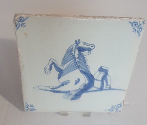 Dutch Man Under Falling Horse Tile from Delft, 1620s-BXK-2026747