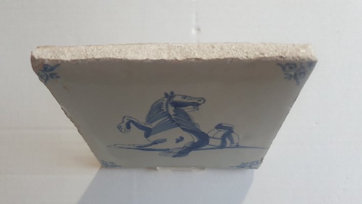 Dutch Man Under Falling Horse Tile from Delft, 1620s-BXK-2026747