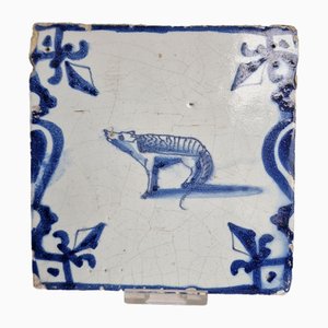 Dutch Marsupial Wolf Extinct Tile from Delft, 1625-BXK-2026815