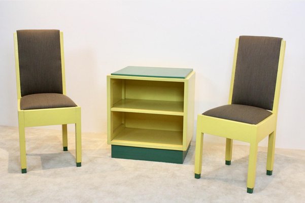 Dutch Modernism Chairs and Cabinet by Jan den Drijver for De Stijl, 1930s, Set of 3-MO-1738078