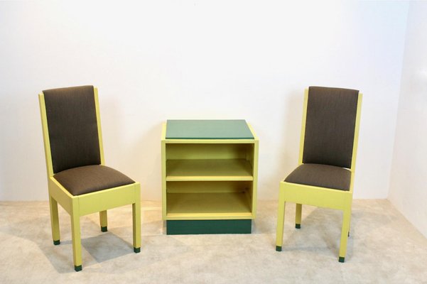 Dutch Modernism Chairs and Cabinet by Jan den Drijver for De Stijl, 1930s, Set of 3-MO-1738078