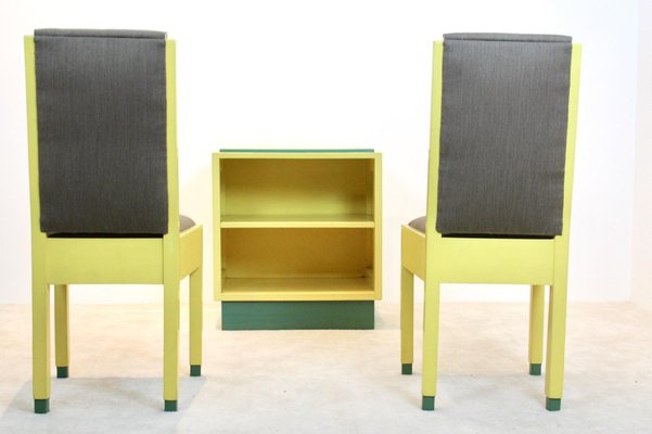 Dutch Modernism Chairs and Cabinet by Jan den Drijver for De Stijl, 1930s, Set of 3-MO-1738078