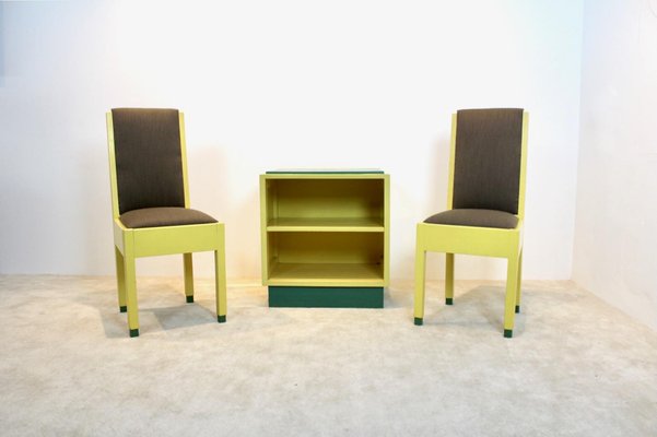 Dutch Modernism Chairs and Cabinet by Jan den Drijver for De Stijl, 1930s, Set of 3-MO-1738078